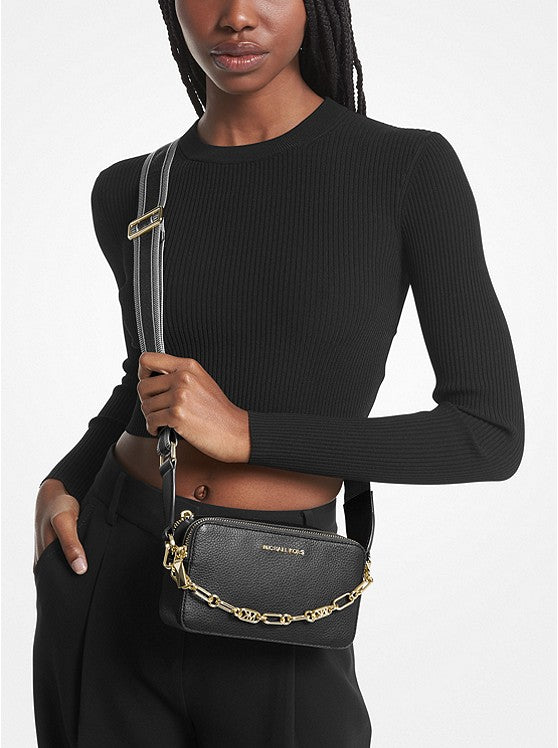 JET SET - Small Woven Leather Crossbody Bag