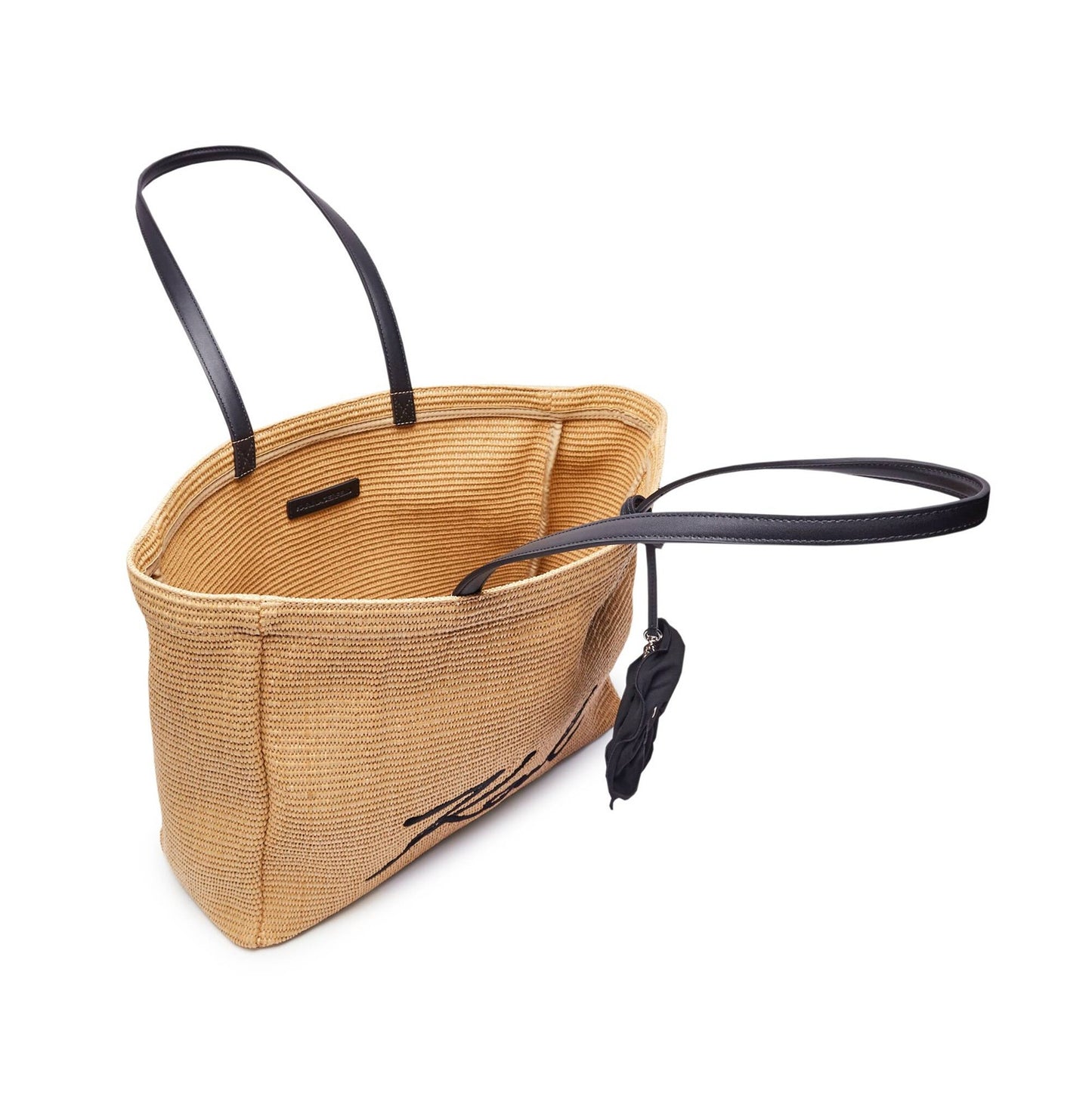 Karl Signature Flower Raffia Tote