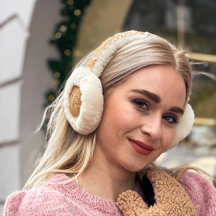 W Sheepskin Embroidery Earmuff