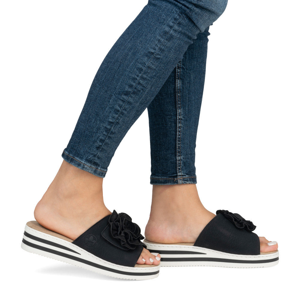 Pantolette Flower Big Strap Wedge