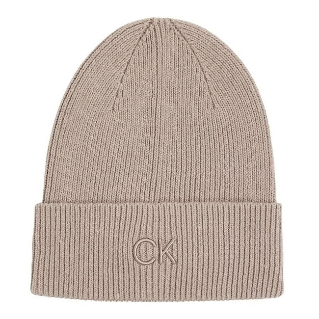 CK EMBROIDERY FINE RIB BEANIE